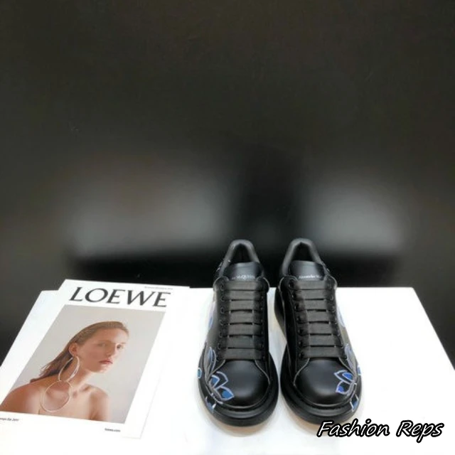 Alexander McQueen Black & Blue Floral Platform Sneakers