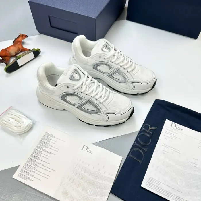 Christian Dior White Mesh & Grey Fabric Trainers