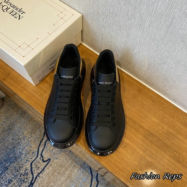 Alexander McQueen Oversized Sneakers With Metallic Gold Heel Tab & Chunky Dark Sole
