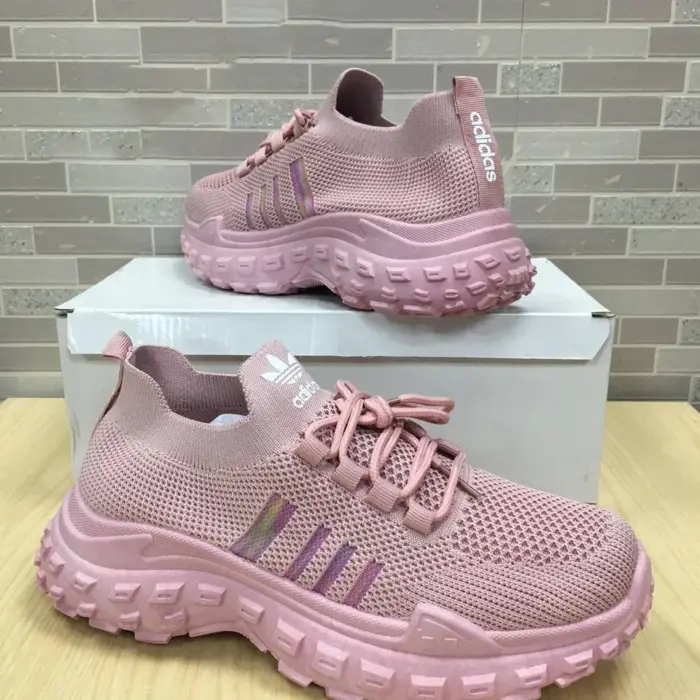 Adidas Comfort Trainers With Chunky Platform Sole & Iridescent Side Stripes In Pink