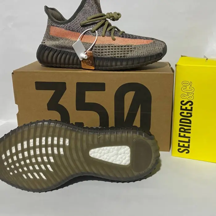Adidas Yeezy Boost 350 V2 Ash Stone Sneakers With Translucent Orange Lateral Stripe