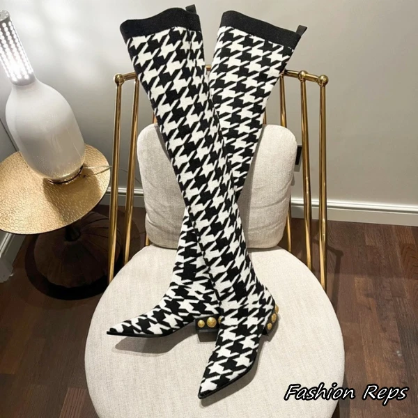 Balmain Black & White Pattern Boots