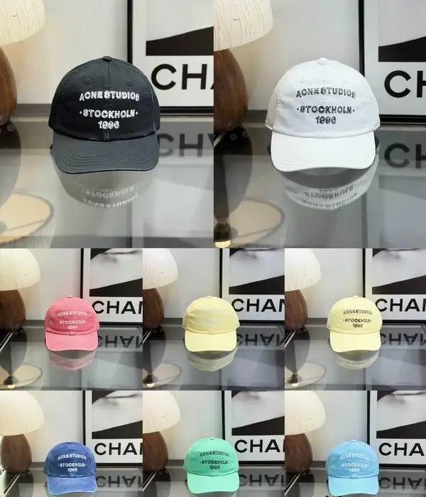 Acne Studios Distressed Embroidered Logo Baseball Cap In Different Colors