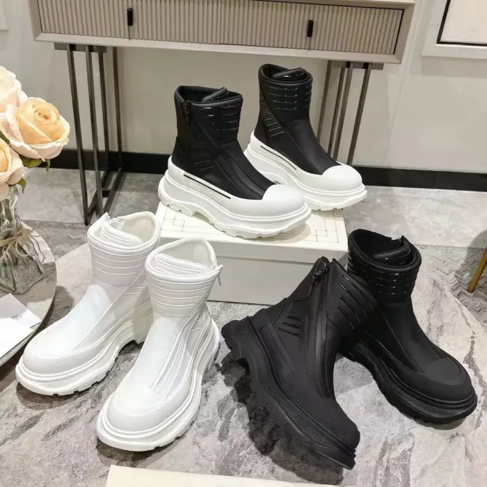 Alexander McQueen Tread Slick Moto Boots With Side Size Closure In Different Colors