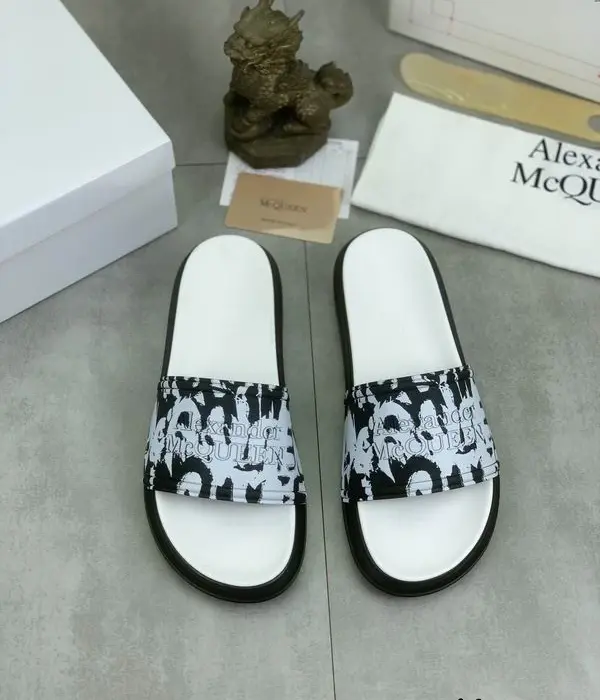 Alexander McQueen Men's Graffiti Logo Pool Sliders