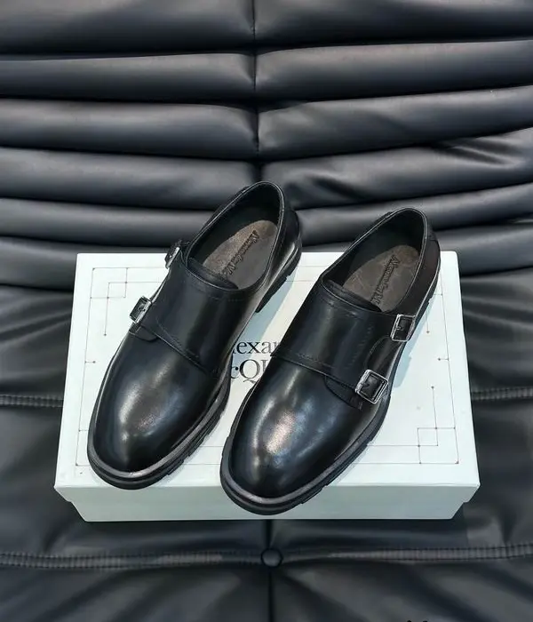 Alexander McQueen Men's Double Monk Strap Dress Shoes With Chunky Sole
