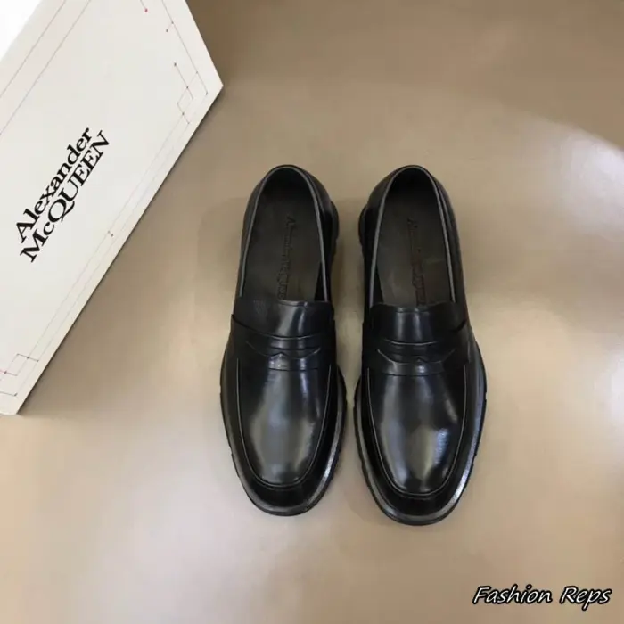 Alexander McQueen Men's Platform Loafers With Classic Penny Strap & Chunky Sole In 2 Colors