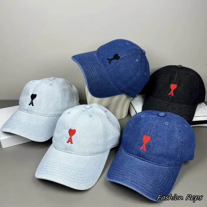 AMI Paris Casual Denim Motif Cap In Different Colors