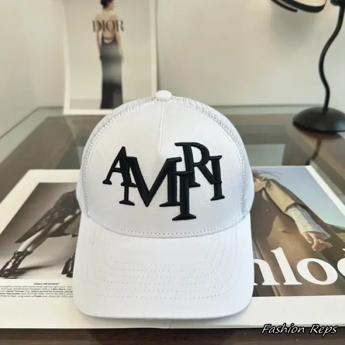 AMIRI Staggered Logo Canvas Mesh Trucker Cap