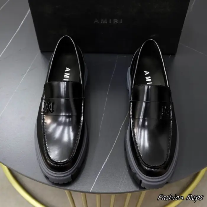Amiri Black Chunky Leather Penny Loafers
