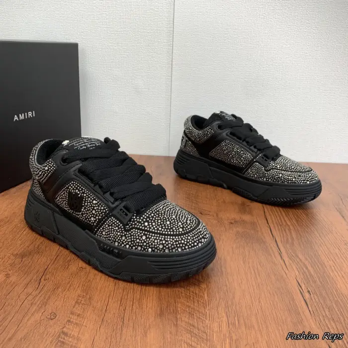 Amiri MA 1 Crystal Embellished Leather Sneakers
