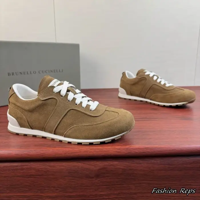 Brunello Cucinelli Suede Panelled Runners Trainers In 2 Colors