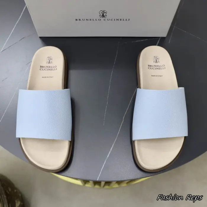 Brunello Cucinelli Wide Single Strap With Light Blue Texture
