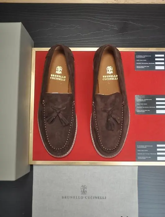 Brunello Cucinelli Suede Penny Loafers With Decorative Topstitching & Tassels In Multiple Colors