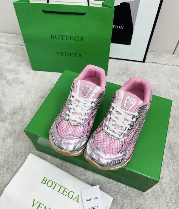 Bottega Veneta Striking Pink & Metallic Orbit Sneakers