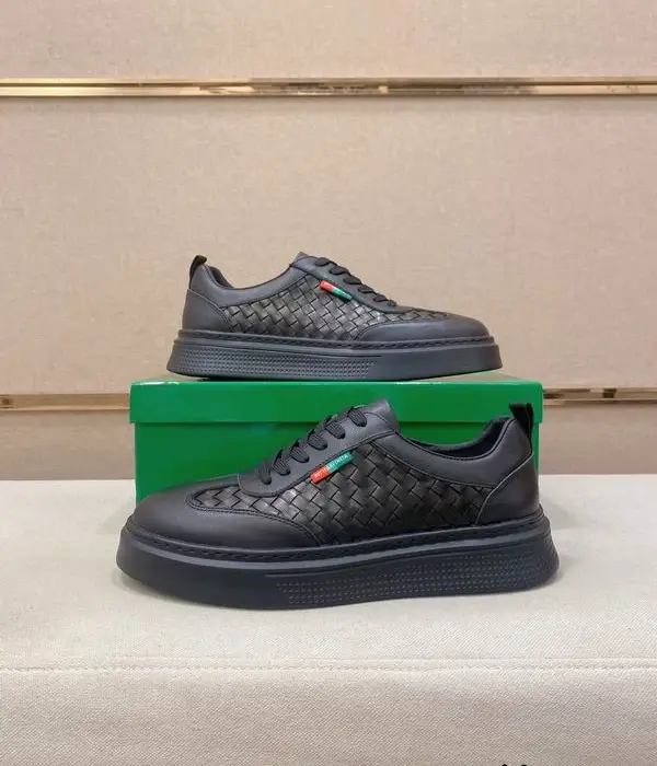 Bottega Veneta Lace Up Sneakers With Small Tricolor Side Tab Detail