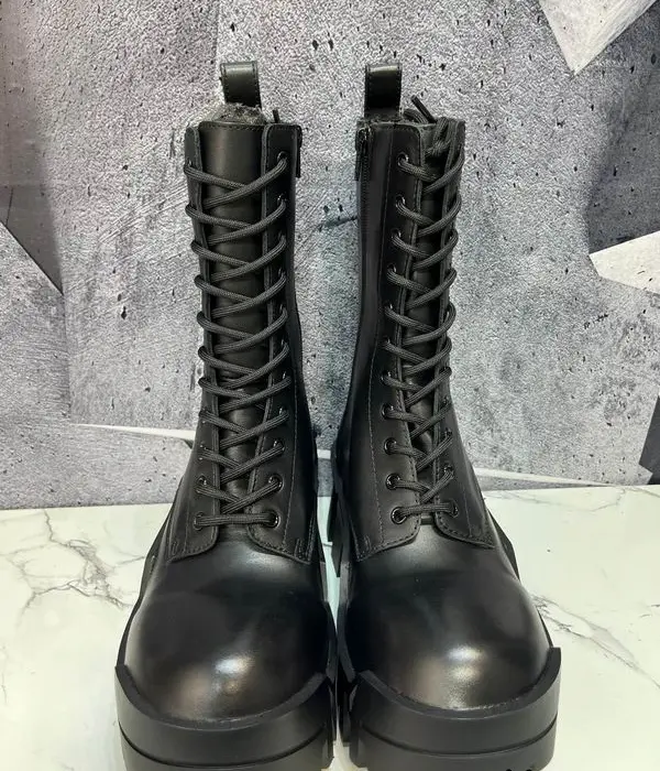 Balenciaga High Rise Black Combat Boots