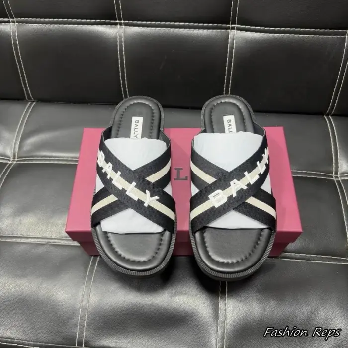 Bally Gherry Slip On Sliders In 2 Colors