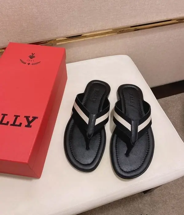 Bally Thong Sliders With Signature Striped Strap In 2 Colors