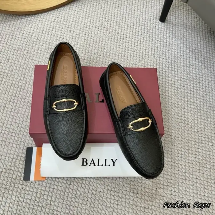 Bally Black Loafers With Gold Tone Horsebit Buckle Detail