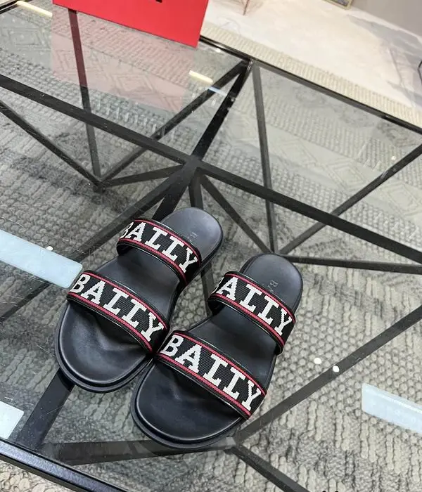 Bally Double Strap Sliders With Pixelated Logo Webbing