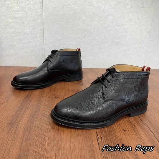 Bally chukka Lace Up Design Boots With Signature Striped Heel Pull Tab