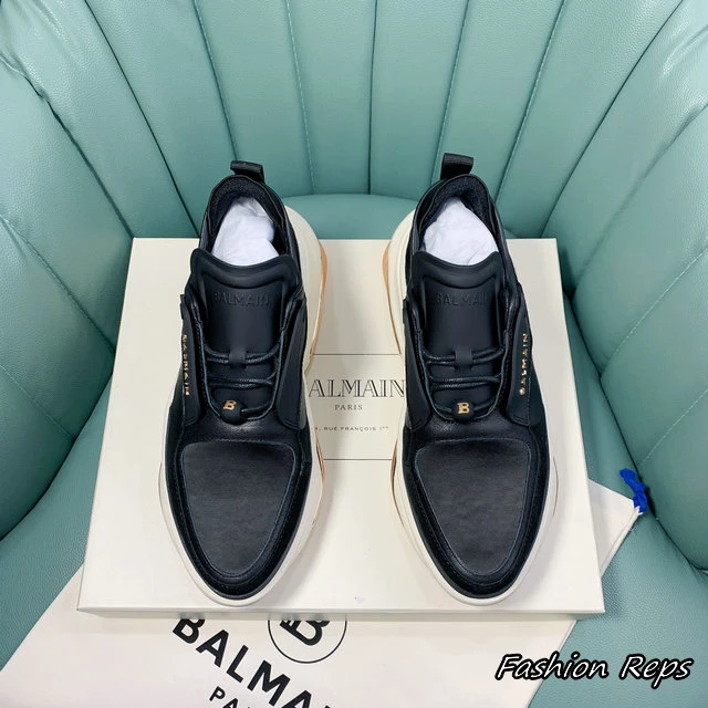 Balmain Low Top Trainers With Thick Sole & Gold Detail