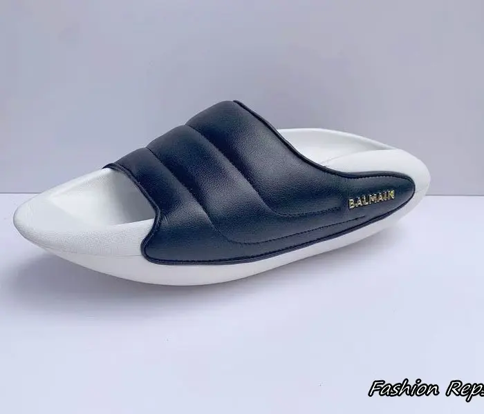 Balmain Sliders With Bold Curved Sole