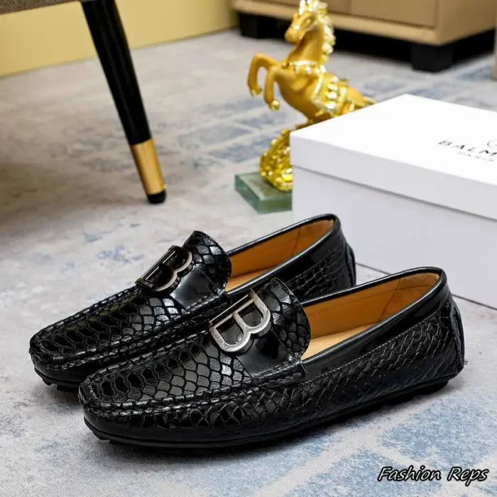 Balmain Crocodile Skin Pattern With Metal B Logo