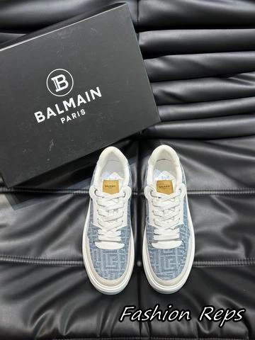 Balmain Denim Trainers With Jacquard Pattern