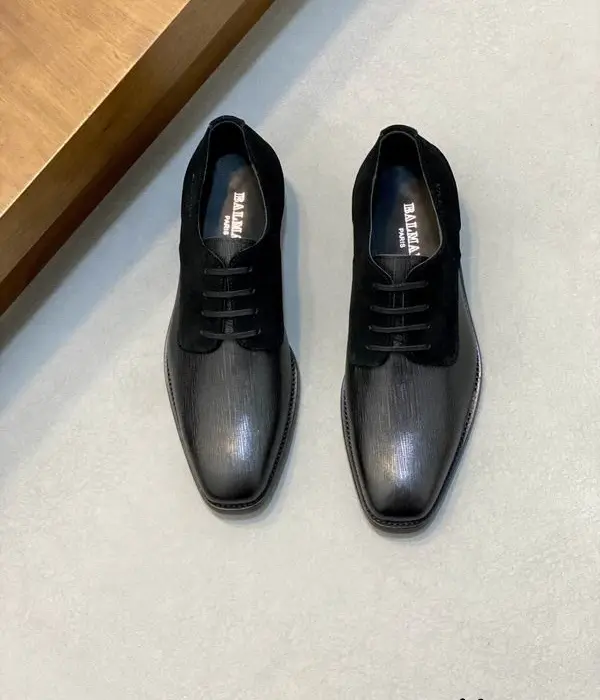 Balmain Mixed Material Derby Shoes