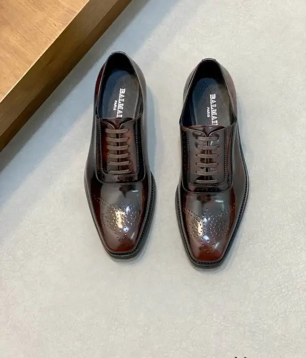 Balmain Glossy Brown Men’s Dress Shoes