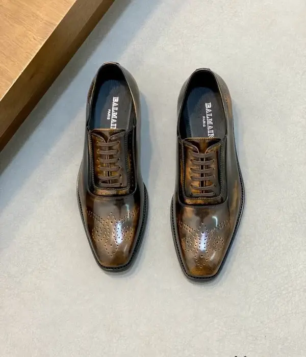 Balmain Dress Shoes With Unique Brown Patina Finish