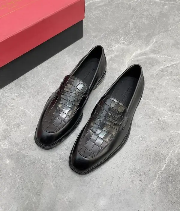 Balmain Crocodile Textured Detailing Loafers
