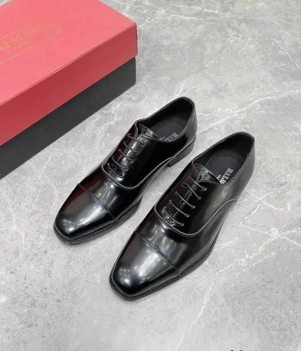 Balmain Black Patent Leather Cap Toe Oxford Shoes
