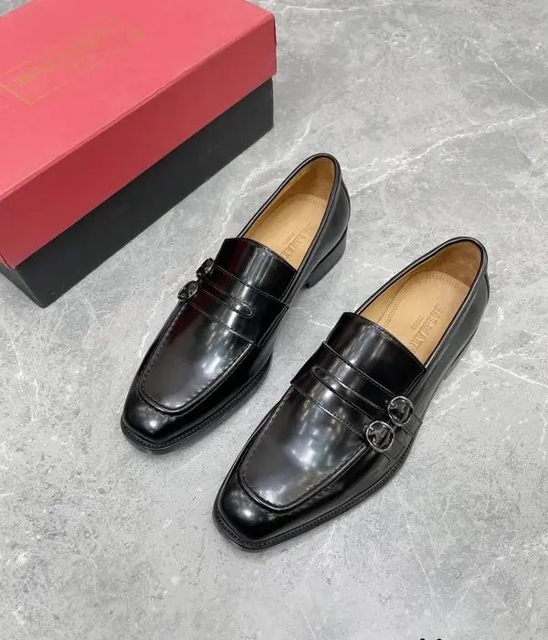 Balmain Polished Loafers With Buckle Straps
