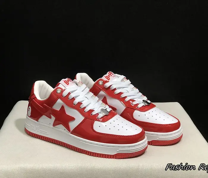 Bape A Bathing Ape Sta Patent White & Red Sneakers