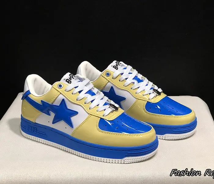 Bape A Bathing Ape Sta Sneakers In Yellow & Royal Blue Colorway