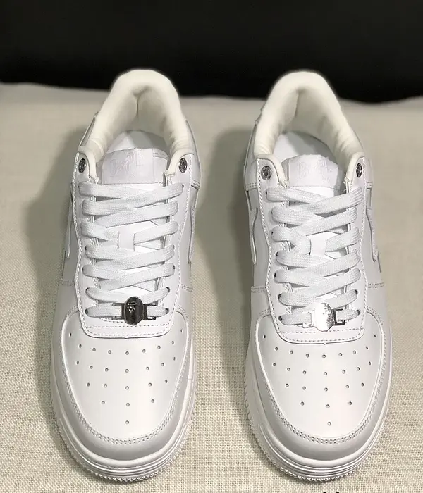Bape A Bathing Ape Sta Triple White Low Top Sneakers With Signature Star Logo