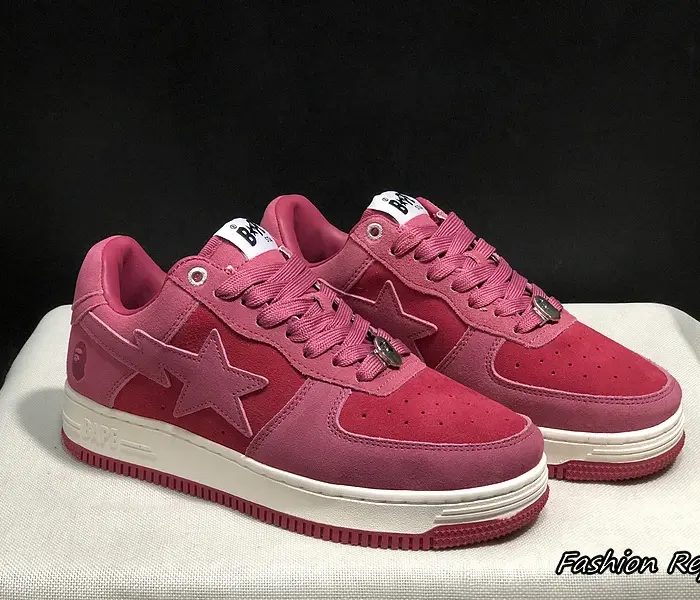 Bape A Bathing Ape Sta Pink Suede Sneakers With Matching Star Logo