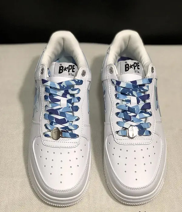 Bape A Bathing Ape Sta Low Sneakers With Blue Camouflage Star Logo