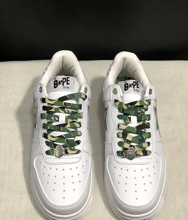 Bape A Bathing Ape Sta Low ABC Camo White & Green Sneakers
