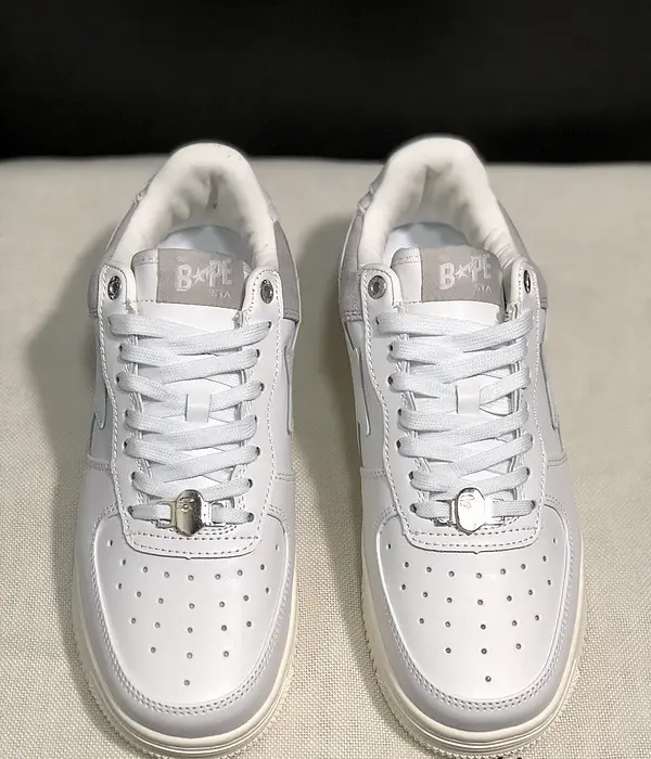 BAPE A Bathing Ape STA Low Top Sneakers With Silver Tone Lace Lock Hardware