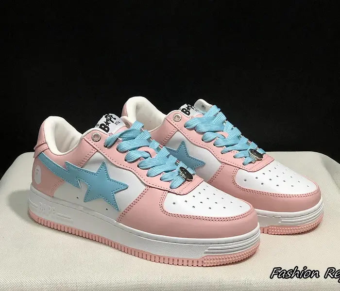 Bape A Bathing Ape Sta Low Sneakers With Light Blue Laces