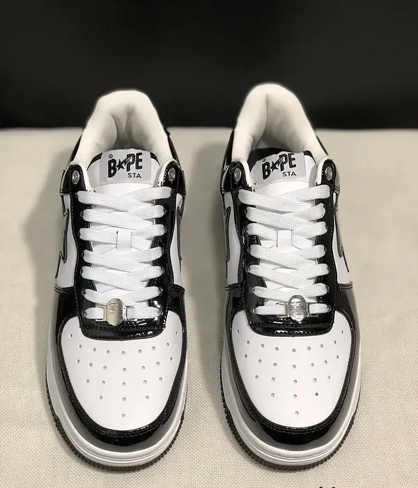 Bape A Bathing Ape Patent Black & White Sneakers