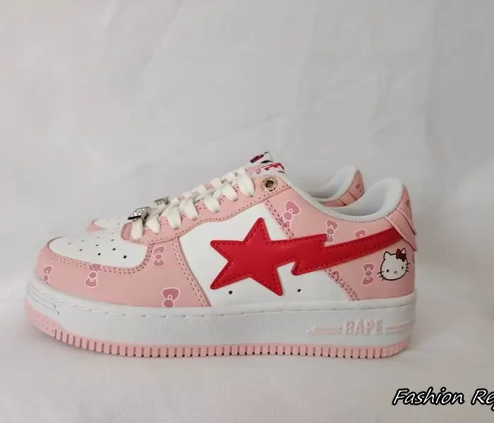 Bape A Bathing Ape Sta Low Sneakers With Red Star Logo In 2 Colors
