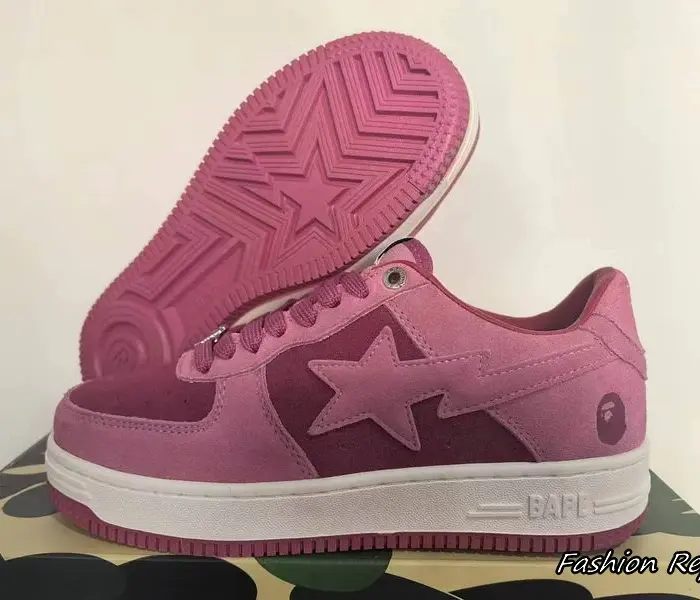 Bape A Bathing Ape Sta Pink Suede Low Top Sneakers