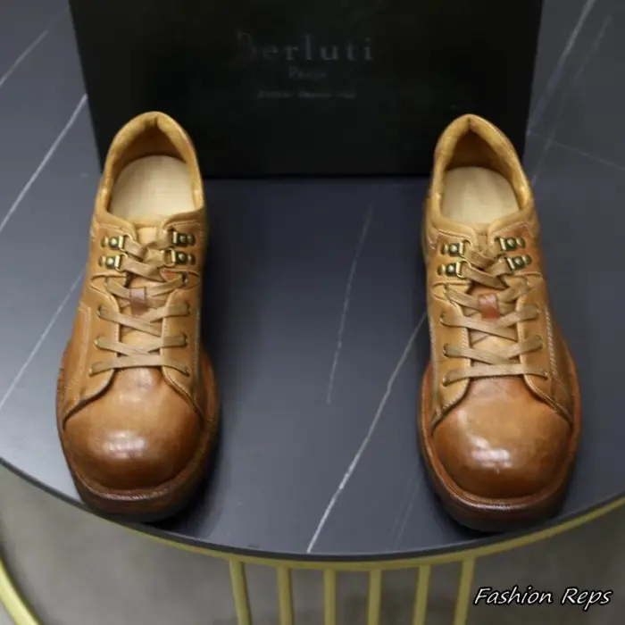Berluti Brunico Boots With Brass D Ring Eyelets & Chunky Platform Sole