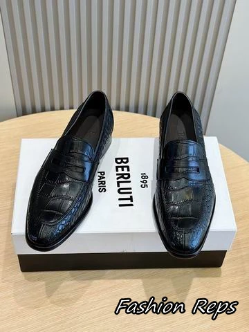 Berluti Paris Men's Crocodile Embossed Penny Loafers