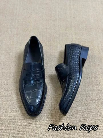 Berluti Men's Embossed Crocodile Penny Loafers In Black